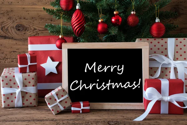 Kleurrijke boom, tekst Merry Christmas — Stockfoto