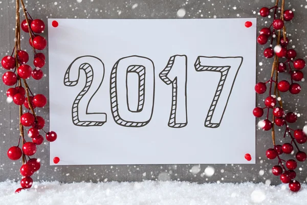 Etiket, kar taneleri, Noel dekorasyonu, metin 2017 — Stok fotoğraf