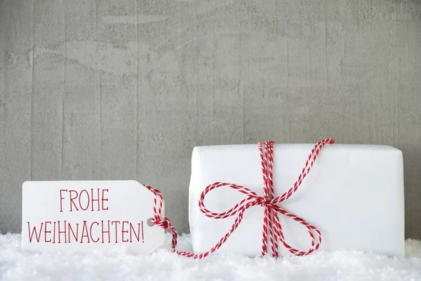 Jeden dar, městské cementové pozadí, Froon Weihnachten znamená Veselé Vánoce — Stock fotografie