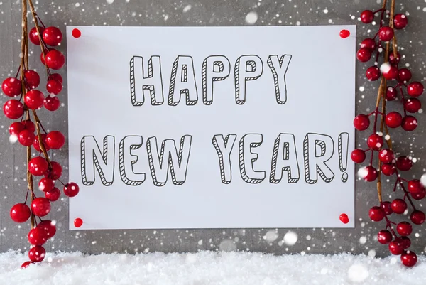 Etikett, snöflingor, juldekoration, text gott nytt år — Stockfoto