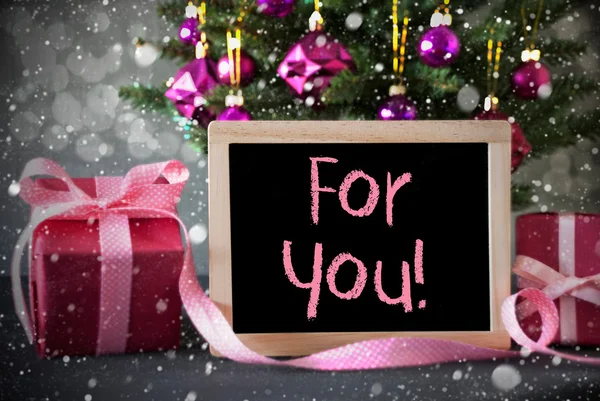 Árbol con regalos, Copos de nieve, Bokeh, Texto para usted —  Fotos de Stock