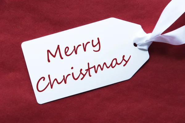 One Label On Red Background, Text Merry Christmas — Stock Photo, Image