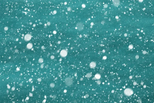 Blauw of Turquoise kerst papier achtergrond, kopie ruimte, sneeuwvlokken — Stockfoto