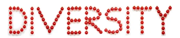 Red Christmas Ball Ornament Building Word Diversity — Stock Photo, Image