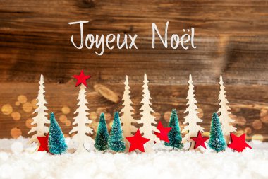 Ağaç, Kar, Kızıl Yıldız, Joyeux Noel Mutlu Noeller, Ahşap Arkaplan