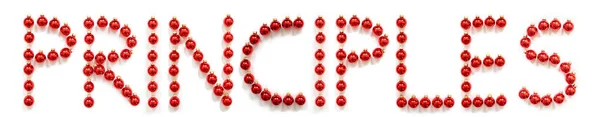 Red Christmas Ball Ornament Building Word Priciples — Stock Photo, Image