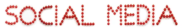 Red Christmas Ball prydnad byggnad Word sociala medier — Stockfoto