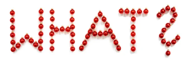 Red Christmas Ball Ornament Building Word What — Stock Photo, Image