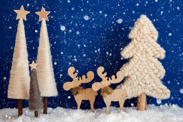 Vánoční strom, Moose, Sníh, Kopírovat prostor, Vločky — Stock fotografie