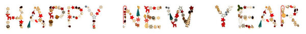 Colorful Christmas Decoration Letter Building Word Happy New Year