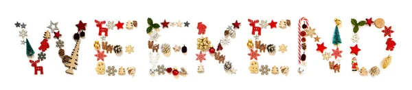 Färgglada jul dekoration brev byggnad Word Weekend — Stockfoto