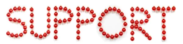 Red Christmas Ball Ornament Building Word Support — Stock Photo, Image