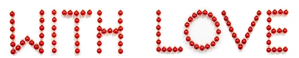 Red Christmas Ball Ornament Building Word With Love — Stock Photo, Image