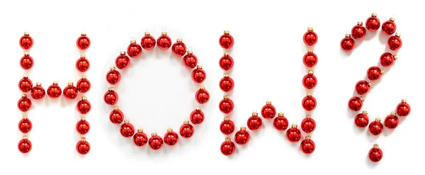 Red Christmas Ball Ornament Building Word How — Stockfoto