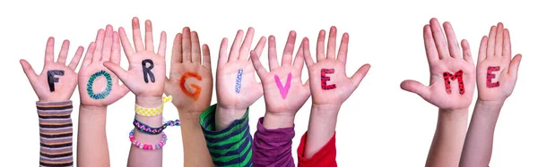 Children Hands Building Word Forgive Me, Isolated Background — Stock Photo, Image