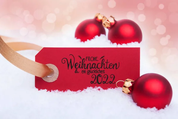 Etiqueta Vermelha Com Caligrafia Alemã Frohe Weihnachten Und Ein Glueckliches — Fotografia de Stock