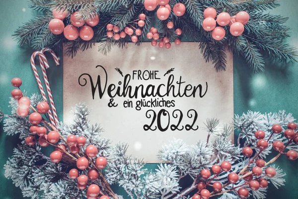 2018 Paper German Calligraphy Frohe Weihnachten Und Ein Glueckliches 2022 — 스톡 사진