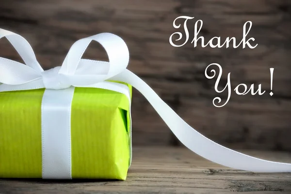 Green Present with Thank You Text — Stock Photo, Image