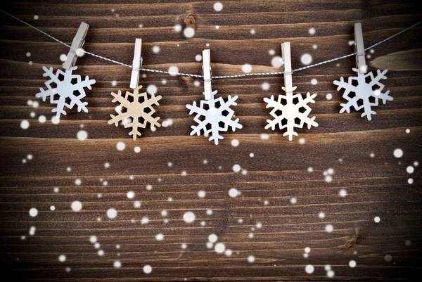 Snowflakes on a Line in the Snow — Stock Photo, Image