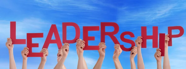 Hands Holding Leadership in the Sky — Stock Photo, Image