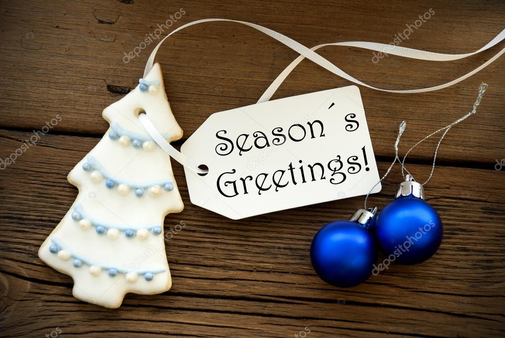 Christmas Decoration with Label with Seasons Greetings on it — Stock