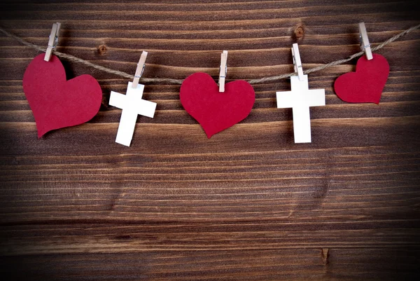 Hearts and Crosses on a Line — Stock Photo, Image