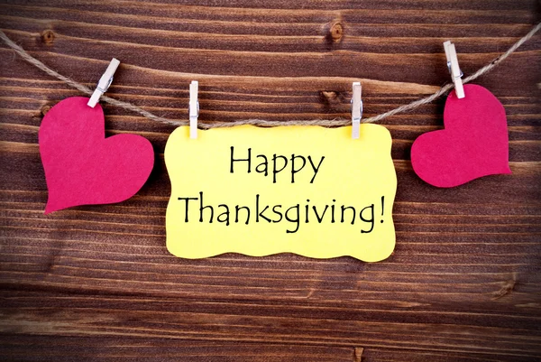 Happy Thanksgiving on a Yellow Tag — Stock Photo, Image