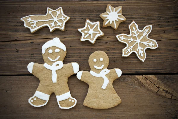 Happy Ginger Bread Couple with Stars — Stock Photo, Image