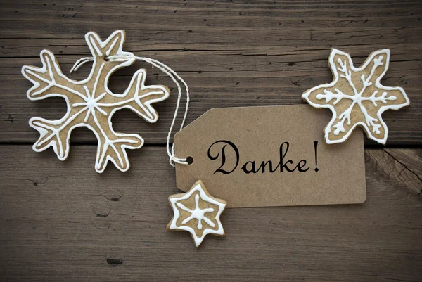 Banner Danke com flocos de neve de pão de gengibre — Fotografia de Stock