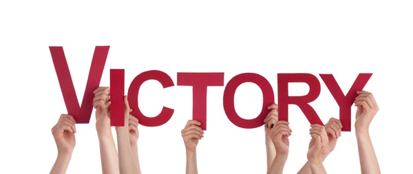 People Holding Victory — Stock Photo, Image