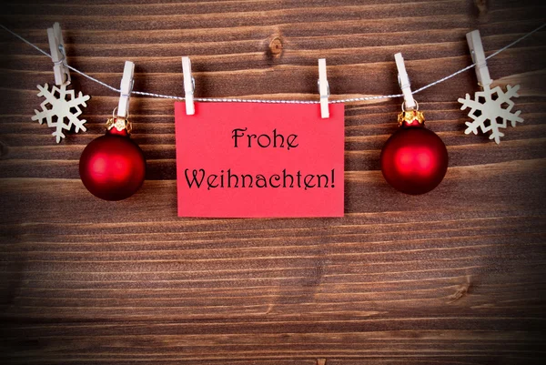 Red Banner with Frohe Weihnachten — Stock Photo, Image