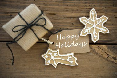 Bir afiş Noel dekorasyonu ile beyaz mutlu tatiller