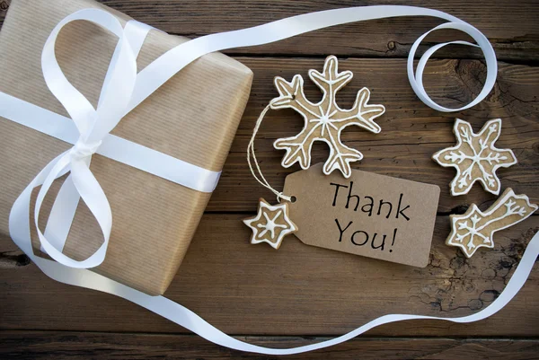 Thank You on a Tag with Christmas Decoration — Stock Photo, Image