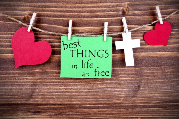 Green Tag Saying Best Things In Life Are Free — Stock Photo, Image