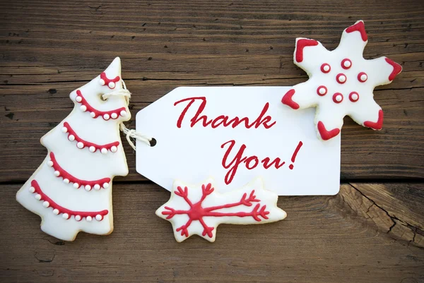 Red and White Christmas Thank You Label — Stock Photo, Image