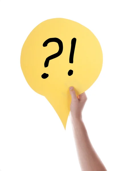 Gelber Sprechballon mit Frage- und Ausrufezeichen — Stockfoto