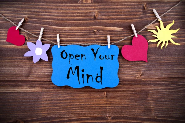 Blue Label With Life Quote Open Your Mind — Stock Photo, Image