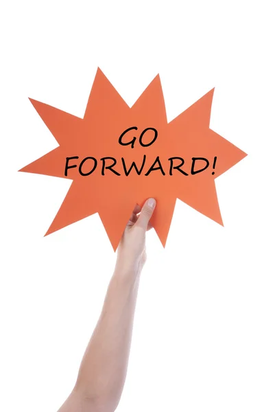 Orange Speech Balloon With Go Forward — Stock Photo, Image