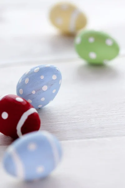 Close Up Of Colorful Easter Eggs With Ccopy Space — Stock Photo, Image