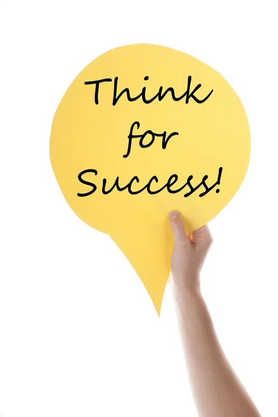 Balão de fala amarelo com pensar para o sucesso — Fotografia de Stock