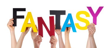 Birçok renkli Word fantezi tutan elleriyle