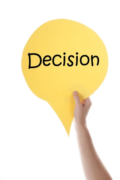 Yellow Speech Balloon With Decision — Stock Photo, Image