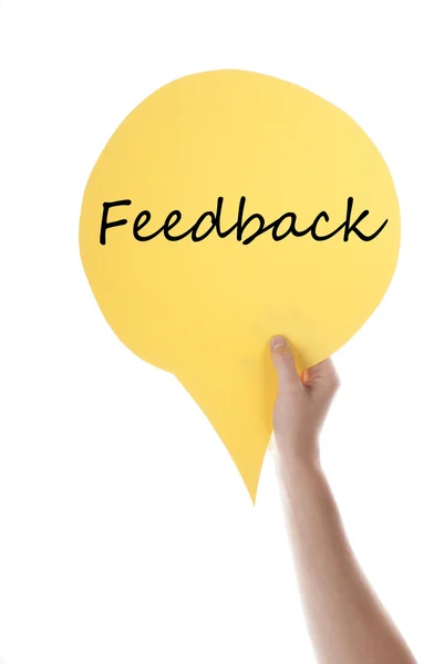 Yellow Speech Balloon With Feedback — Stock Photo, Image