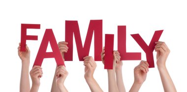 Pek çok kırmızı Word aile tutan elleriyle
