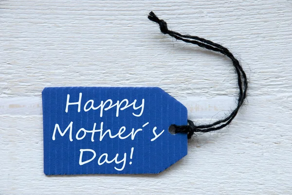 Étiquette bleue avec texte anglais Happy Mothers Day — Photo