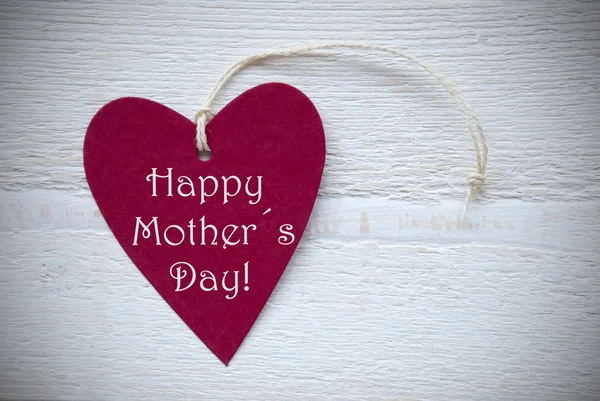 Red Heart Label With Happy Mothers Day — Stock Photo, Image