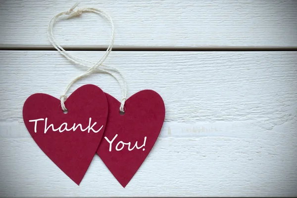 Two Hearts Label With Thank You — Stock Photo, Image