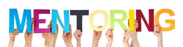 Birçok renkli düz Word rehberlik tutan elleriyle