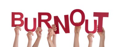 Pek çok kırmızı Word Burnout tutan elleriyle 