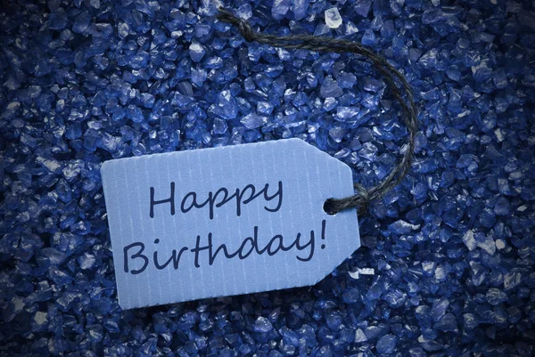 Lila Steine mit Etikett Happy Birthday — Stockfoto